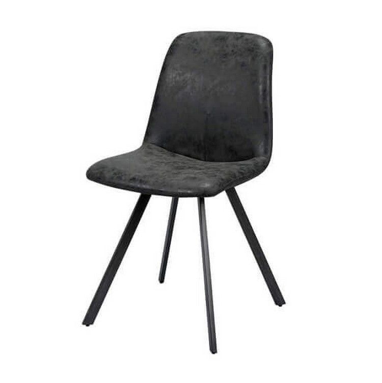 Chaise repas design aspect cuir noir charbon