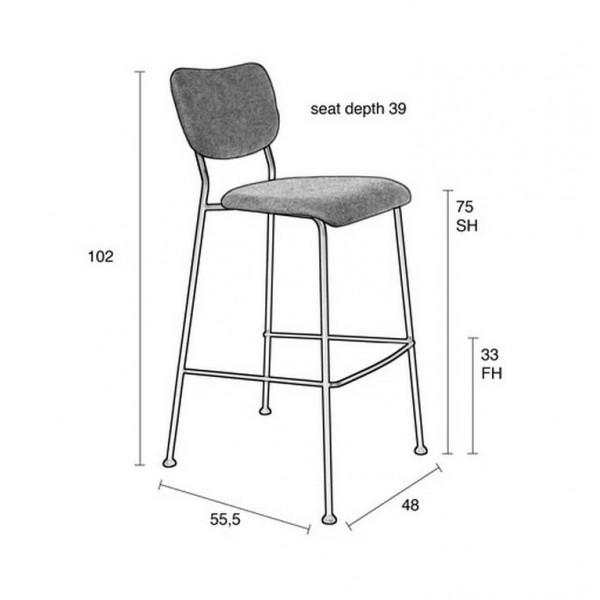 Tabouret de Bar Benson Zuiver dimensions