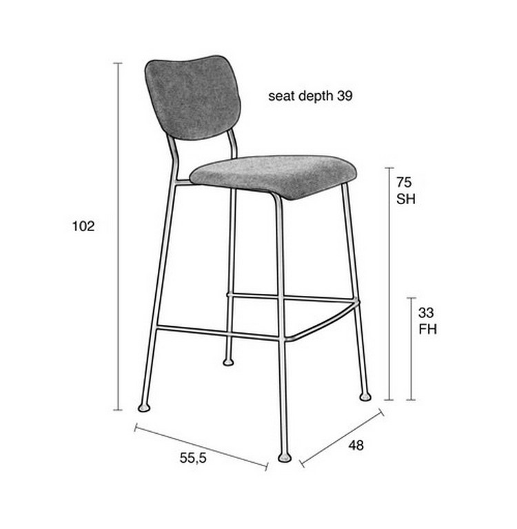 Tabouret de Bar Benson Zuiver dimensions