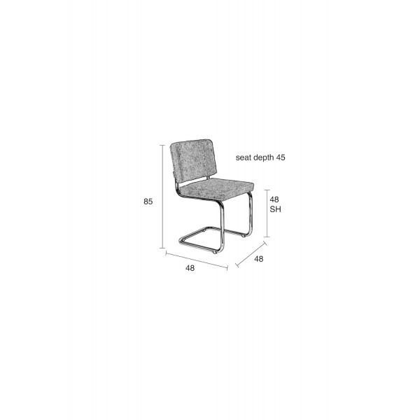 TEDDY - Chaise en tissu doudou rose schéma