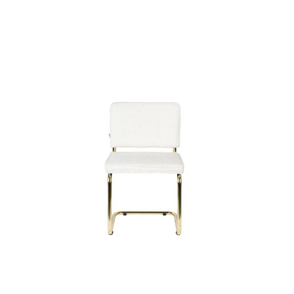 TEDDY - Chaise en tissu doudou blanc de face
