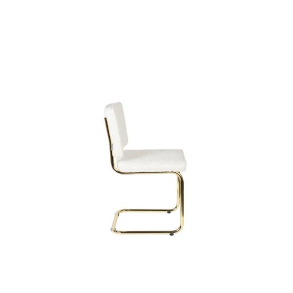 TEDDY - Chaise en tissu doudou blanc de profil