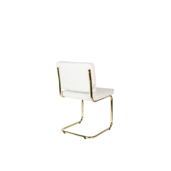 TEDDY - Chaise en tissu doudou blanc de 3/4