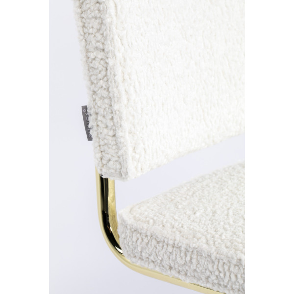 TEDDY - Chaise en tissu doudou blanc zoom tissu