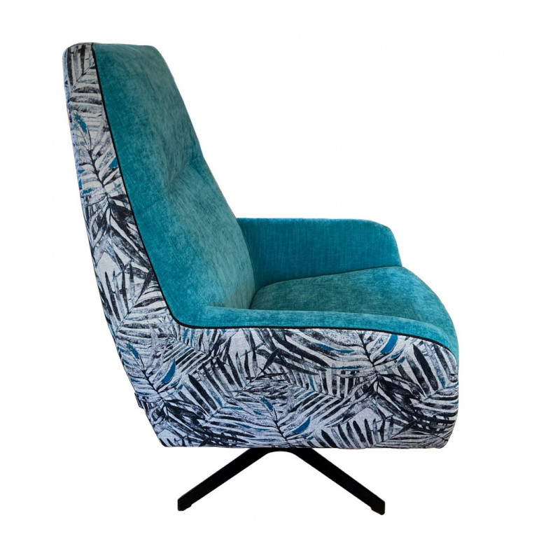 Fauteuil Atmosphera Sango Imprimé Jungle - Confort Velours Moderne Pour Salon