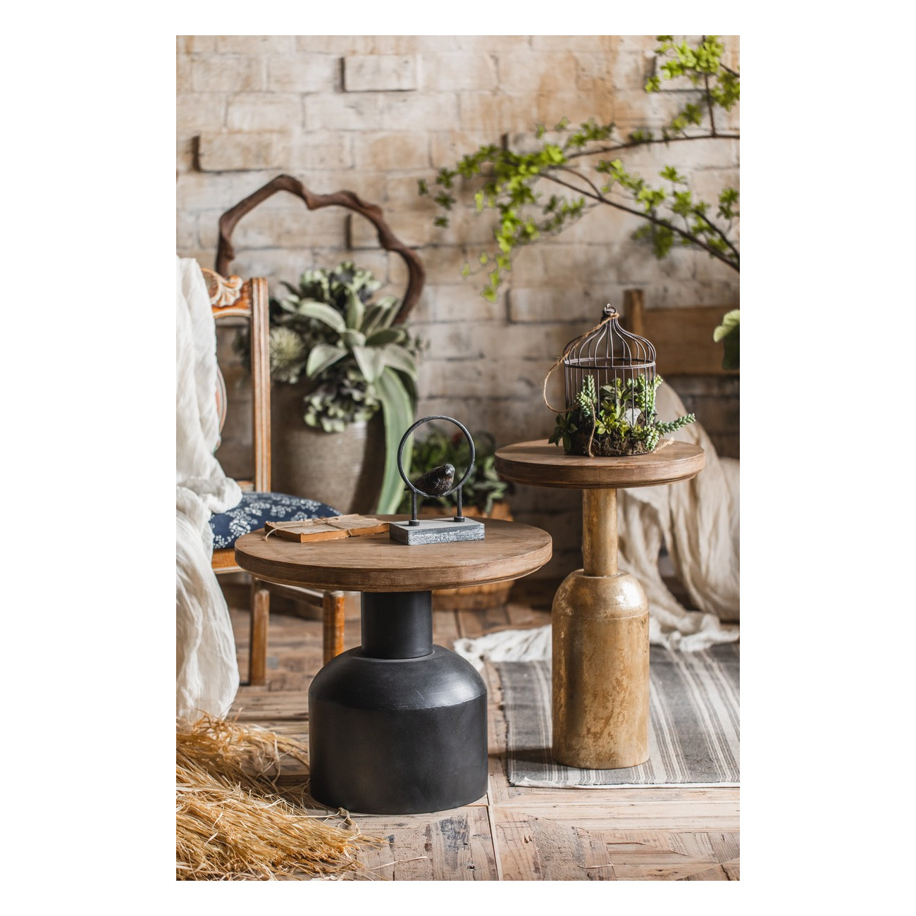 Mesa de centro redonda de madera de 50 cm PLOT