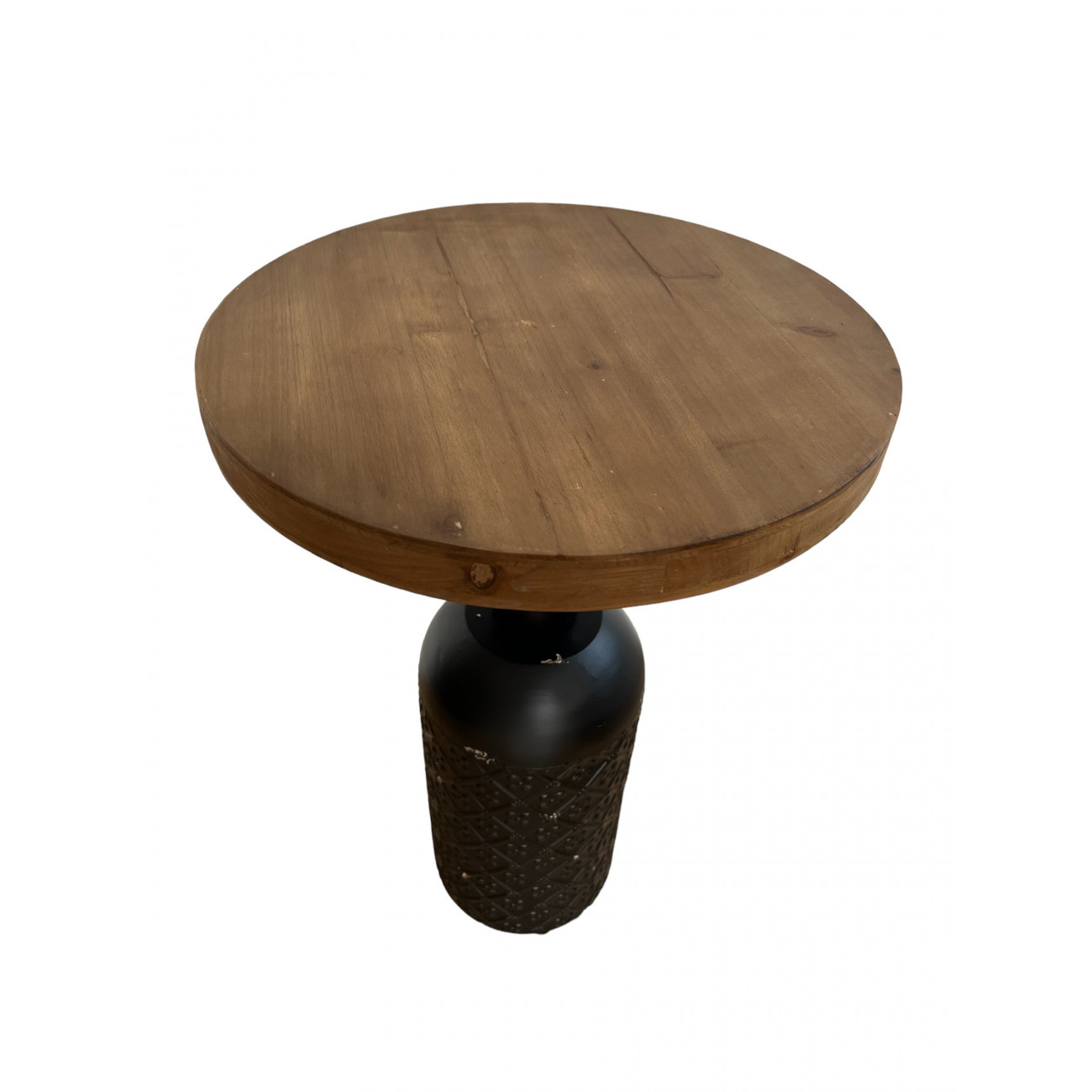 Mesa de centro redonda de madera y acero de 41 cm PLOT