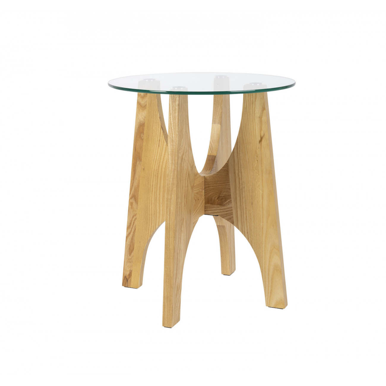 Runder Beistelltisch aus Glas und Holz KOBE