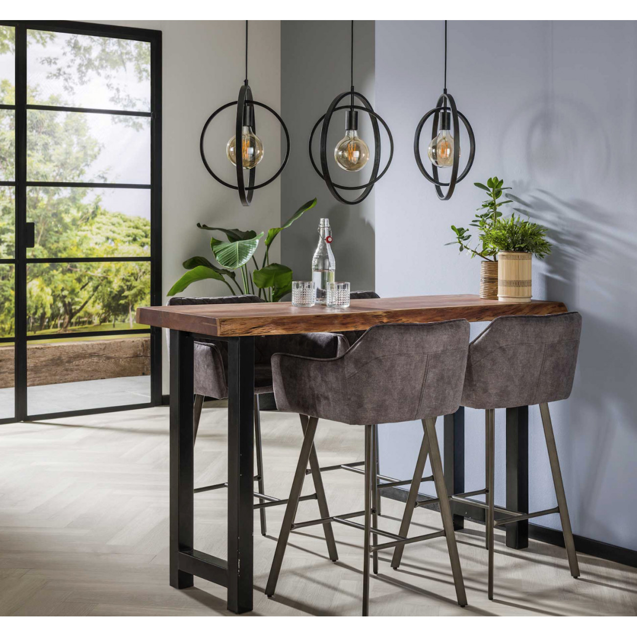 Stehtisch aus Holz und Stahl Austin