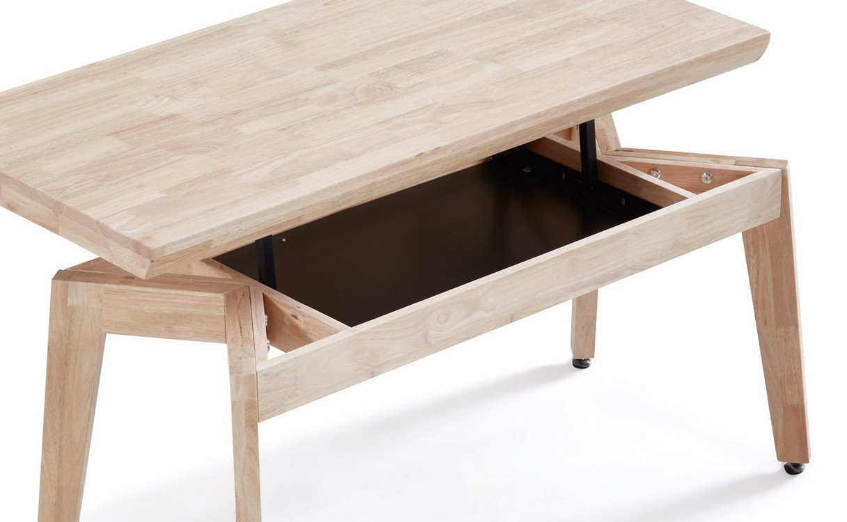 Table basse relevable bois clair 120