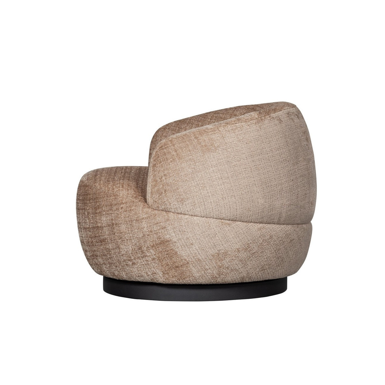 Poltrona Girevole Beliani Imbottita In Poliestere Beige - Struttura Nera, Seduta Ampla 56x58 Cm, Portata 125 Kg, Stile Moderno Per Soggiorno O Camera