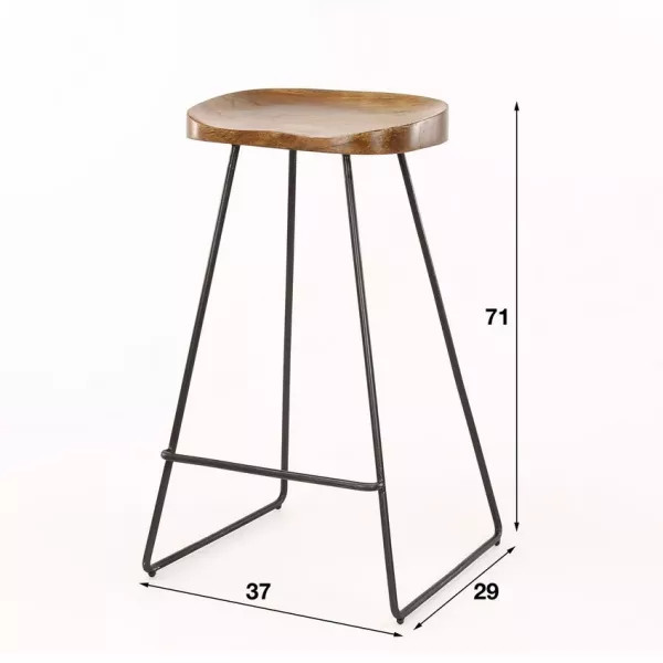 Tabouret Bar en acier et bois