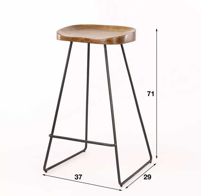 Tabouret Bar en acier et bois