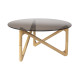 NAIA - Table basse ronde en bois clair et verre fumé D80