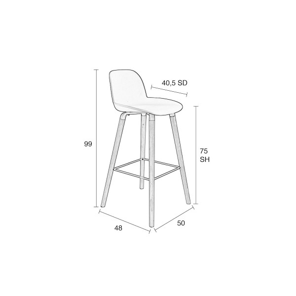 ALBERT KUIP - Lot de 2 tabourets de bar en polypropylène noir