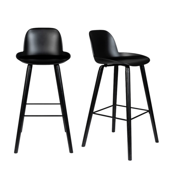 ALBERT KUIP - Lot de 2 tabourets de bar en polypropylène noir