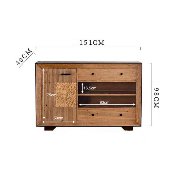 Farmer sideboard in natural wood 151 cm