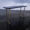 Slate-look console with bronze base