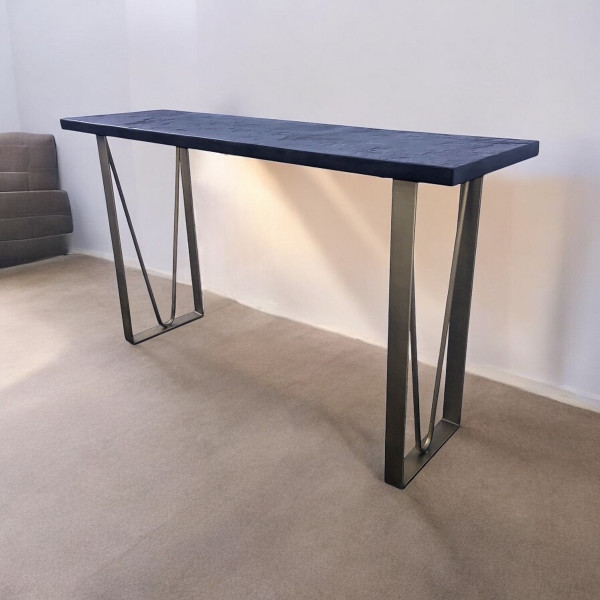 Console aspect Ardoise avec piètement bronze