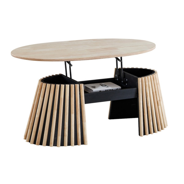 Tavolino rialzabile ovale in legno da 120 cm LANDIA