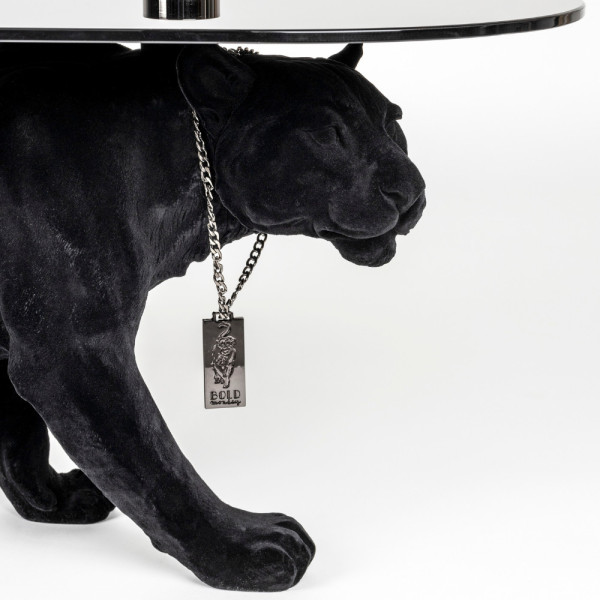 Mesa de centro ovalada pantera negra con cristal - DOPE AS HELL