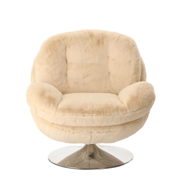 MEMENTO cream fur-effect armchair