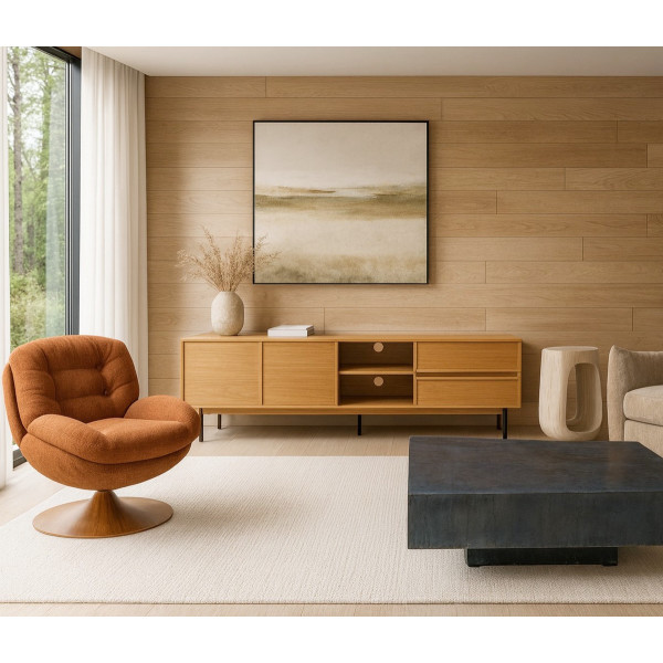 MEMENTO armchair in mottled brown fabric
