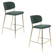 BELLAGIO - Lot de 2 tabourets de comptoir tissu vert
