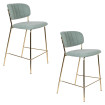 BELLAGIO - Lot de 2 tabourets de comptoir tissu vert clair