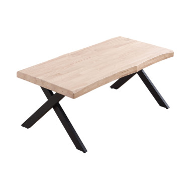 KAMILA  - Table basse rehaussable bois et acier noir L120