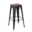 NEVADA - Tabouret de bar en acier gris et bois foncé
