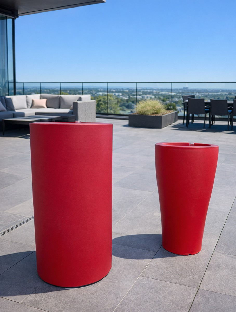 Jardinière design rouge ronde