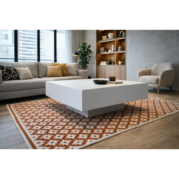 Mesa de centro cuadrada de acero blanco
