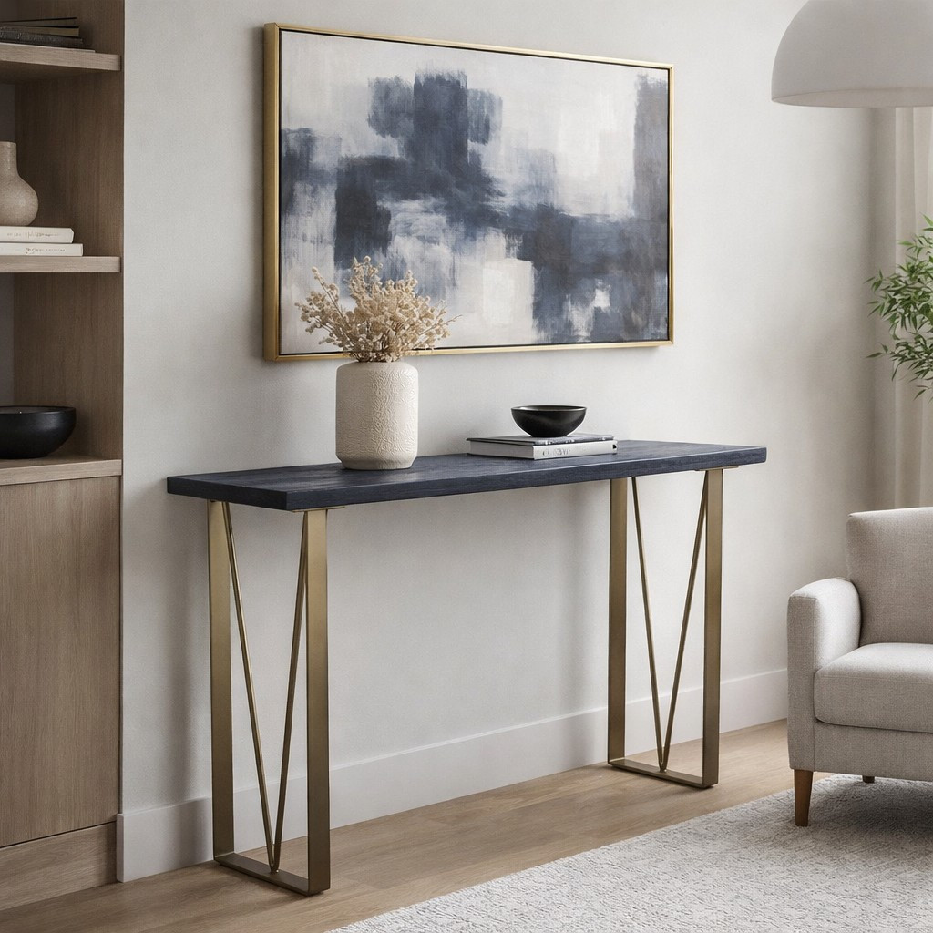 console pieds doré et ardoise