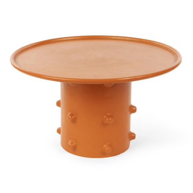 Runder Tisch aus orangefarbenem Aluminium Runder Tisch aus orangefarbenem Aluminium