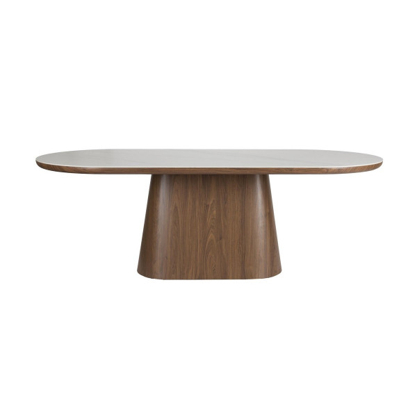 Table repas ovale bois marbre almira