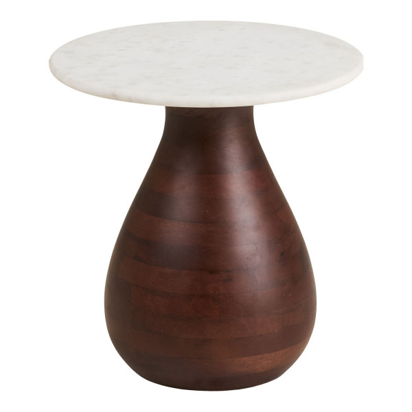 Table d'appoint marbre et manguier