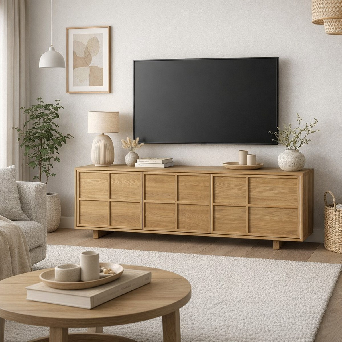 meuble tv bois scandinave 160