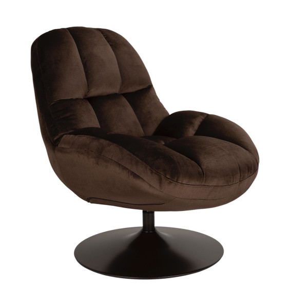 BEEFY - Fauteuil pivotant en velours marron
