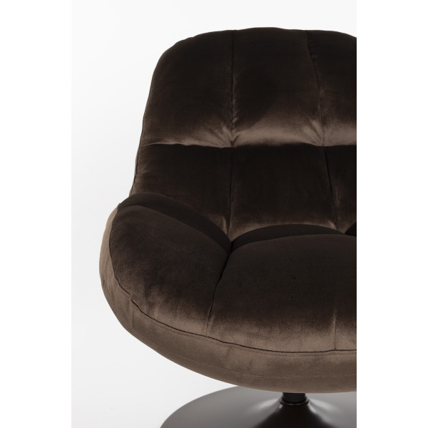 Fauteuil en velours marron profond