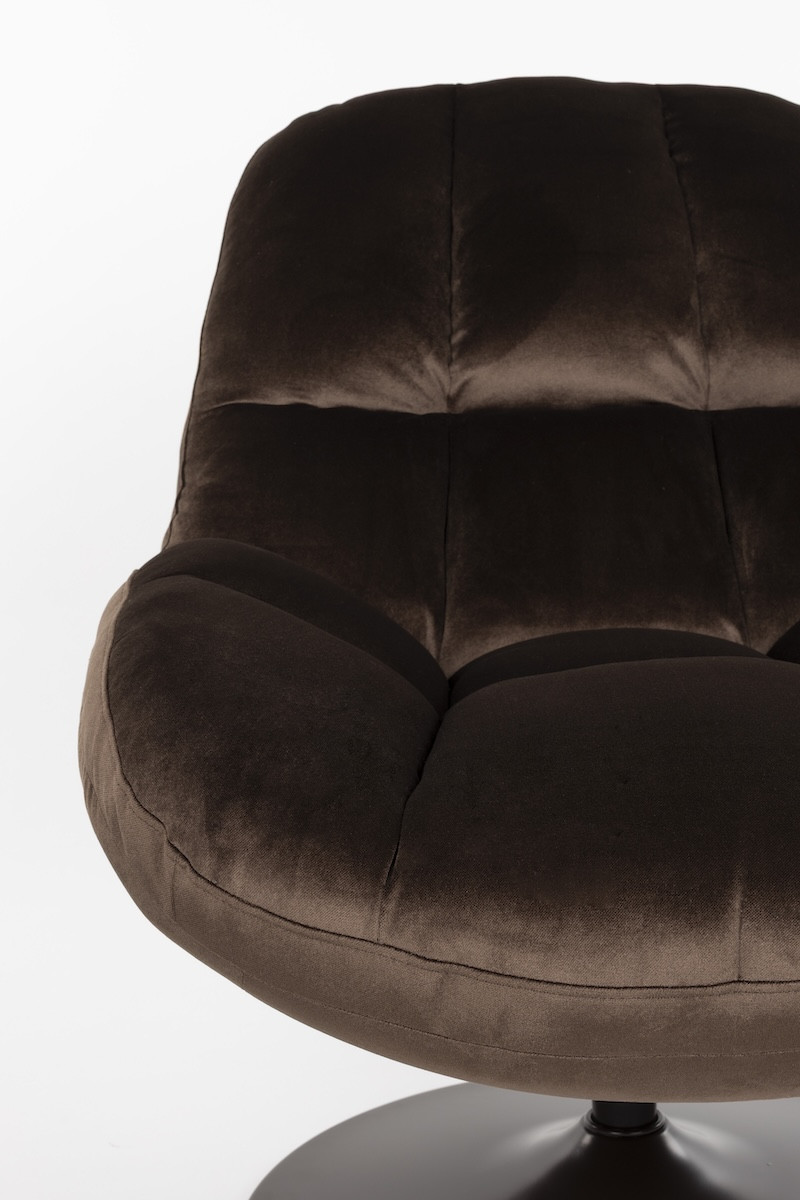 Fauteuil en velours marron profond
