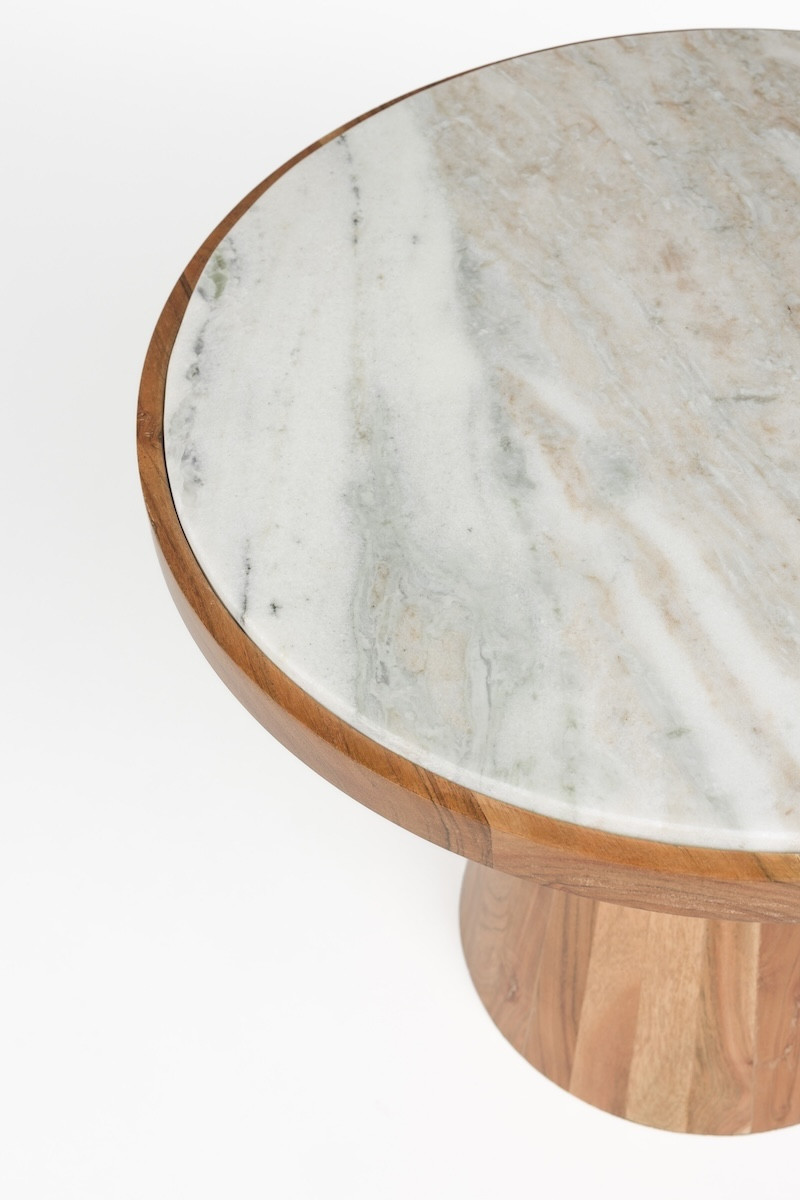 Table d'appoint en bois et marbre