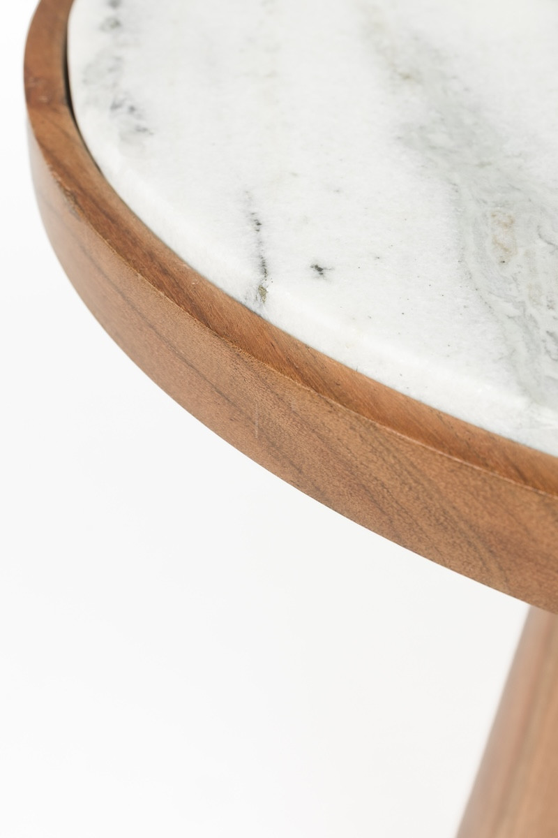 Table d'appoint ronde marbre et bois d'acacia