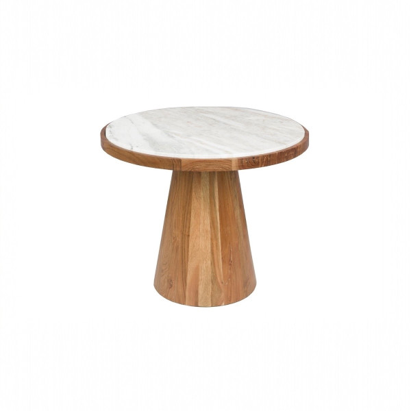 MEES - Table basse ronde bois et marbre D50