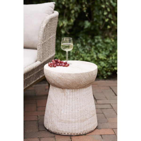 Table d'appoint aspect travertin - BONN