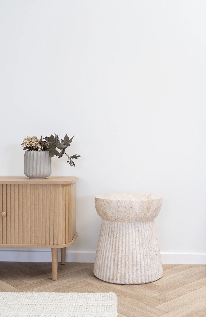 Table d'appoint aspect travertin - BONN