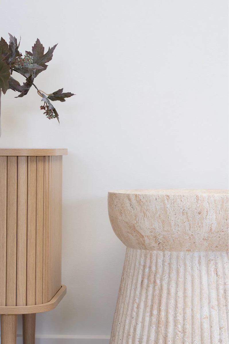 Table d'appoint aspect travertin - BONN