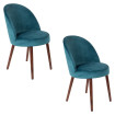 BARBARA - Lot de 2 chaises de repas en velours bleu