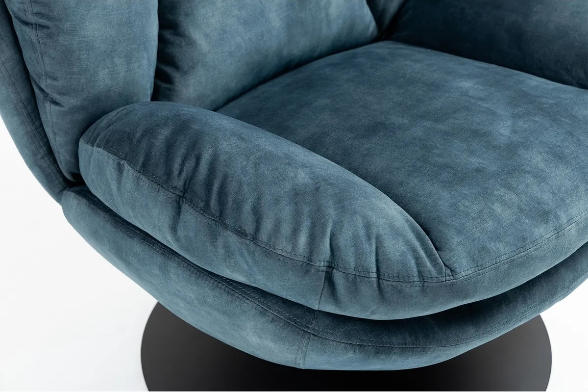 Sillón giratorio de terciopelo azul - TOPI