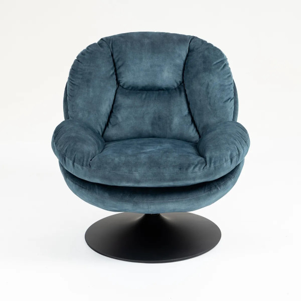Sillón giratorio de terciopelo azul - TOPI